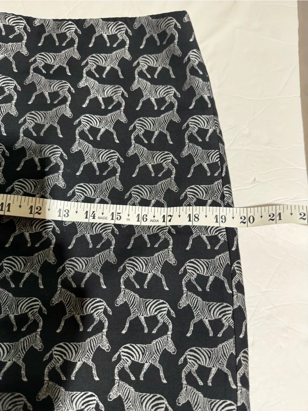 J. Crew Black Mini Skirt with White Zebra Print Size 6